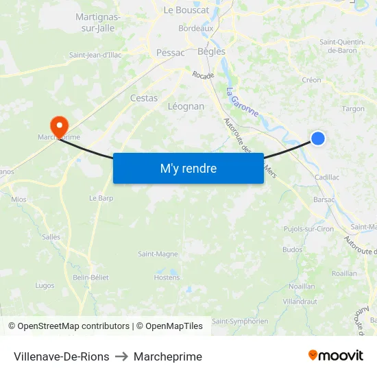 Villenave-De-Rions to Marcheprime map