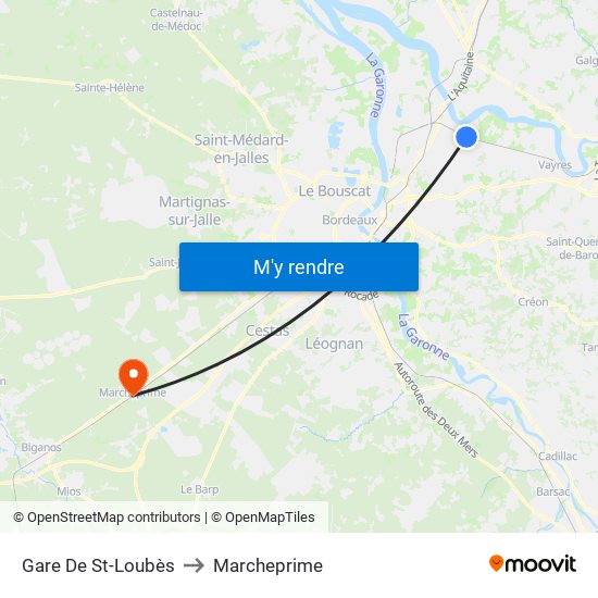 Gare De St-Loubès to Marcheprime map