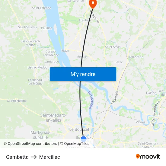 Gambetta to Marcillac map