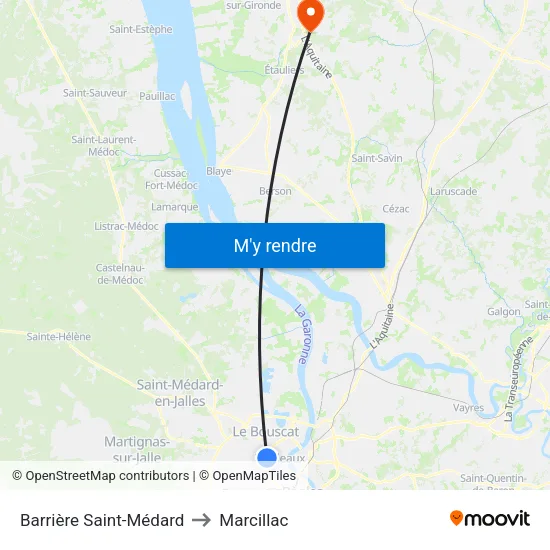 Barrière Saint-Médard to Marcillac map
