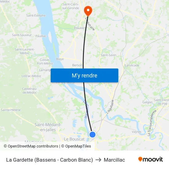 La Gardette (Bassens - Carbon Blanc) to Marcillac map