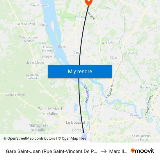 Gare Saint-Jean (Rue Saint-Vincent De Paul) to Marcillac map