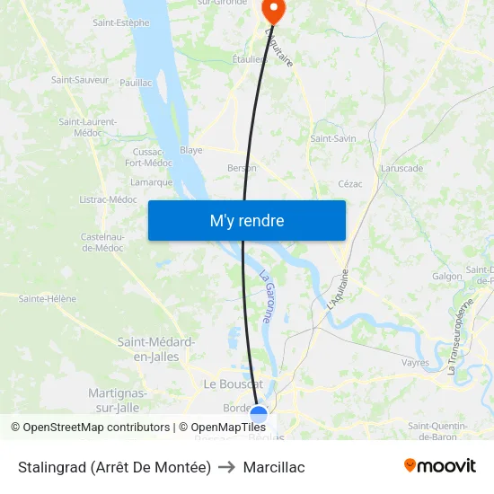 Stalingrad (Arrêt De Montée) to Marcillac map