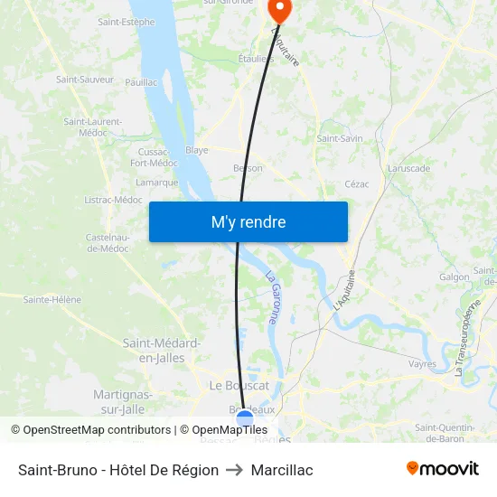 Saint-Bruno - Hôtel De Région to Marcillac map