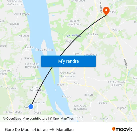 Gare De Moulis-Listrac to Marcillac map