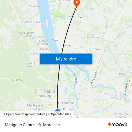 Mérignac Centre to Marcillac map