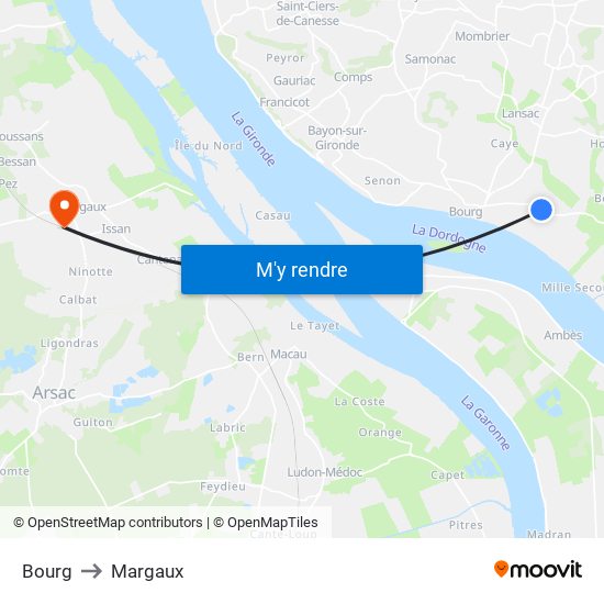 Bourg to Margaux map