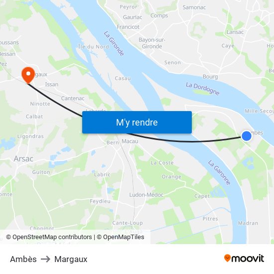 Ambès to Margaux map