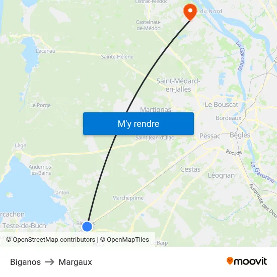 Biganos to Margaux map