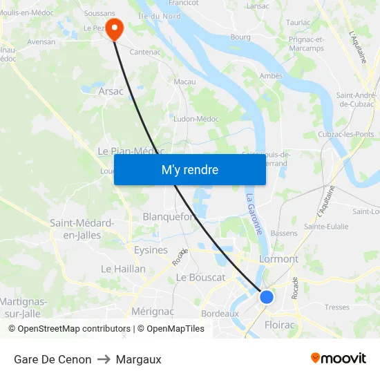 Gare De Cenon to Margaux map