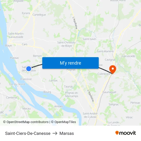 Saint-Ciers-De-Canesse to Marsas map