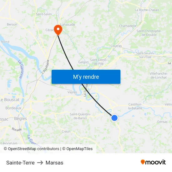 Sainte-Terre to Marsas map
