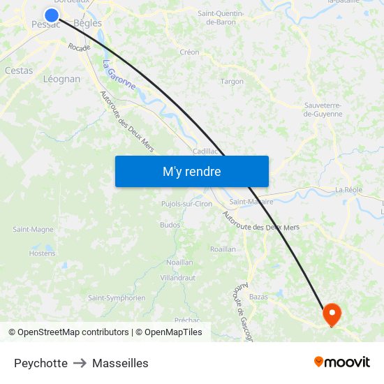 Peychotte to Masseilles map