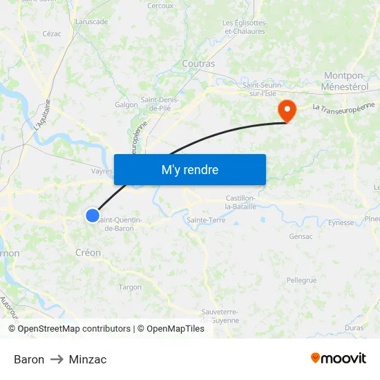 Baron to Minzac map