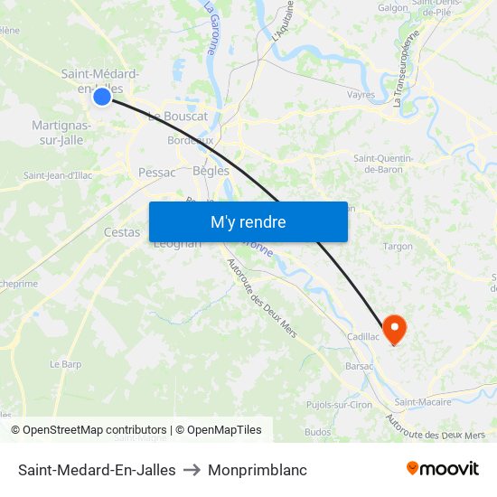 Saint-Medard-En-Jalles to Monprimblanc map