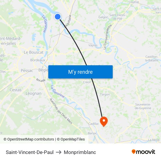 Saint-Vincent-De-Paul to Monprimblanc map