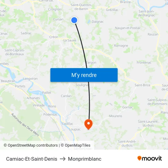 Camiac-Et-Saint-Denis to Monprimblanc map