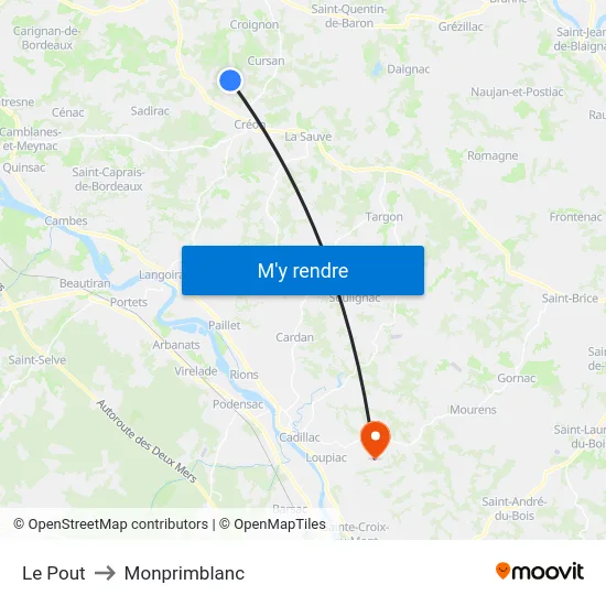 Le Pout to Monprimblanc map