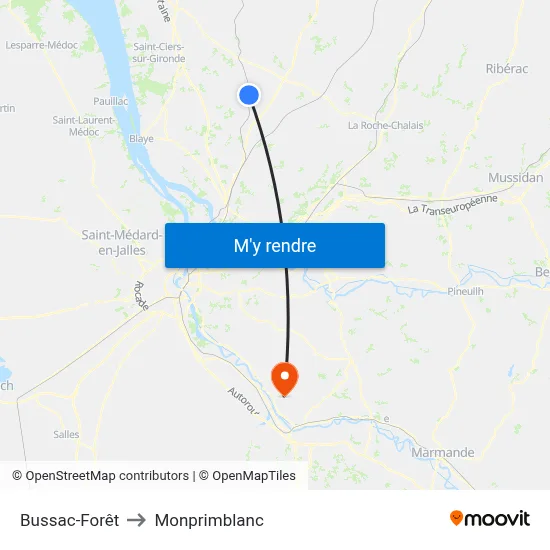 Bussac-Forêt to Monprimblanc map