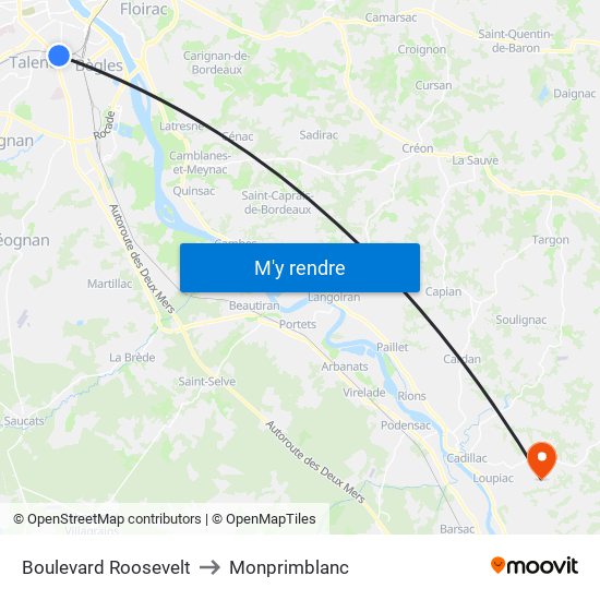 Boulevard Roosevelt to Monprimblanc map