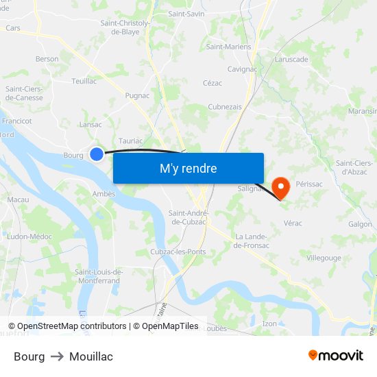 Bourg to Mouillac map