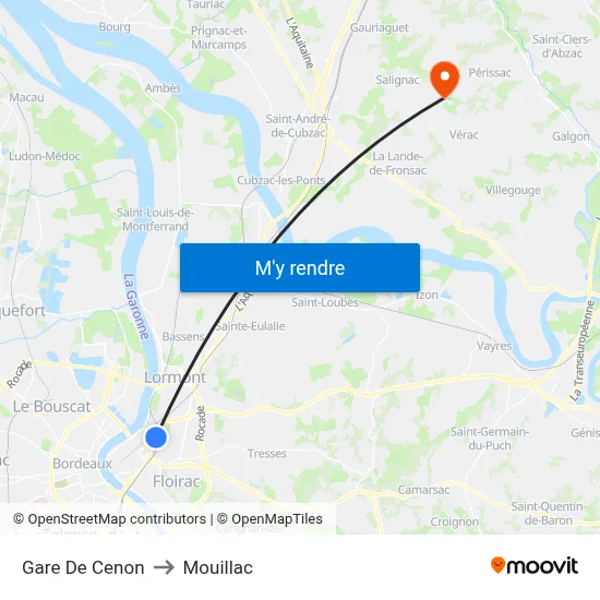 Gare De Cenon to Mouillac map