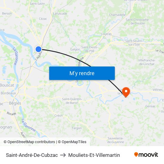 Saint-André-De-Cubzac to Mouliets-Et-Villemartin map