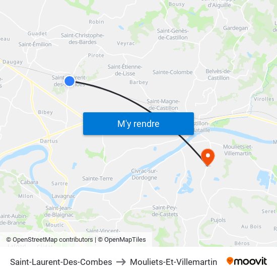 Saint-Laurent-Des-Combes to Mouliets-Et-Villemartin map