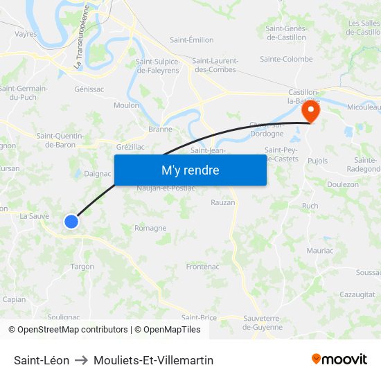 Saint-Léon to Mouliets-Et-Villemartin map