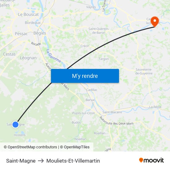 Saint-Magne to Mouliets-Et-Villemartin map