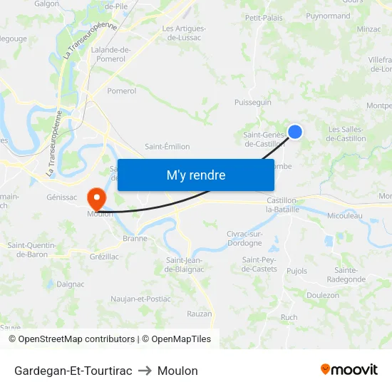 Gardegan-Et-Tourtirac to Moulon map