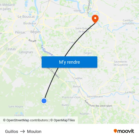 Guillos to Moulon map