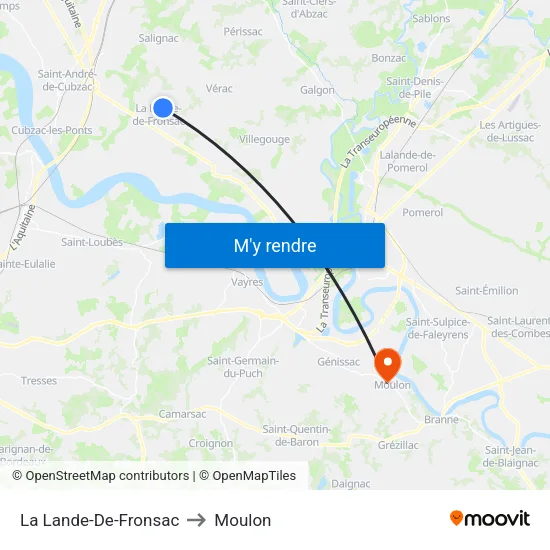 La Lande-De-Fronsac to Moulon map