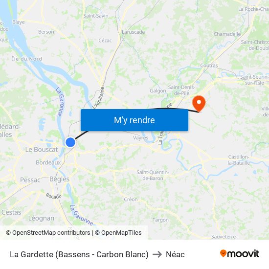 La Gardette (Bassens - Carbon Blanc) to Néac map