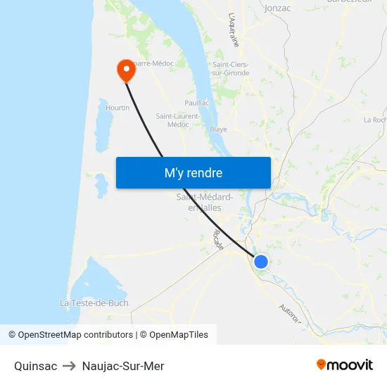 Quinsac to Naujac-Sur-Mer map