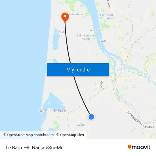 Le Barp to Naujac-Sur-Mer map