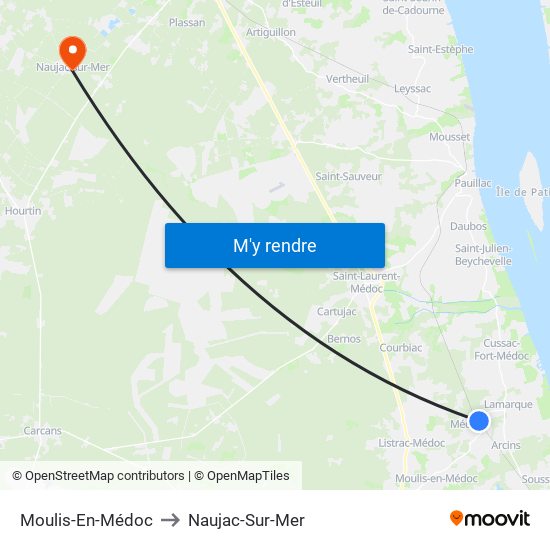 Moulis-En-Médoc to Naujac-Sur-Mer map