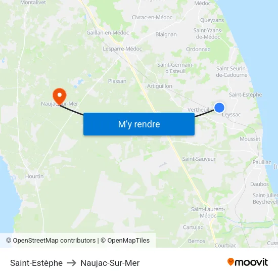Saint-Estèphe to Naujac-Sur-Mer map