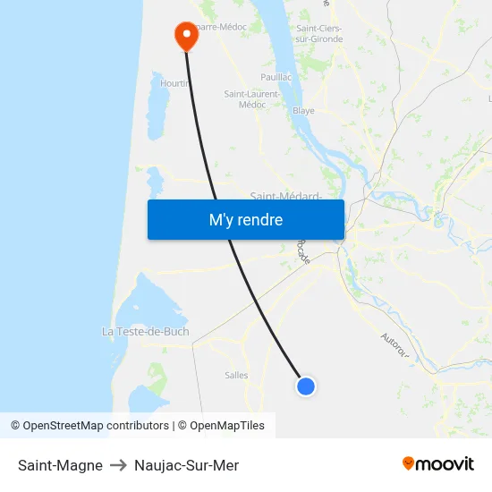 Saint-Magne to Naujac-Sur-Mer map