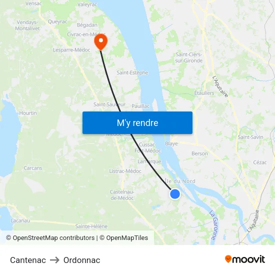 Cantenac to Ordonnac map