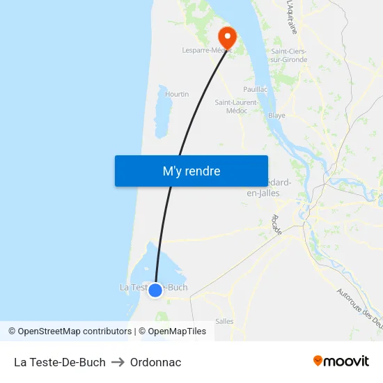 La Teste-De-Buch to Ordonnac map