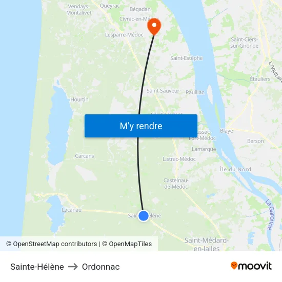Sainte-Hélène to Ordonnac map