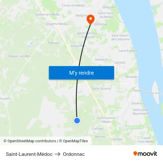 Saint-Laurent-Médoc to Ordonnac map
