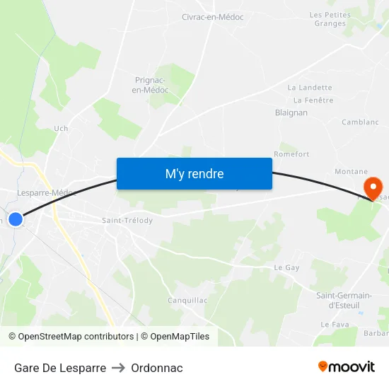 Gare De Lesparre to Ordonnac map
