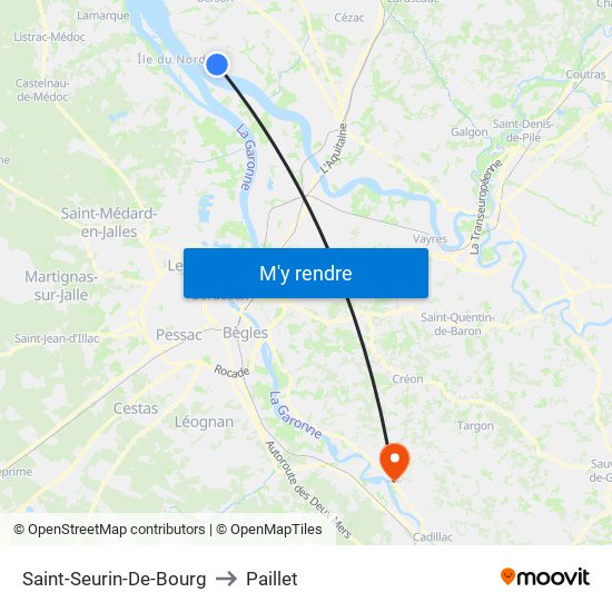 Saint-Seurin-De-Bourg to Paillet map