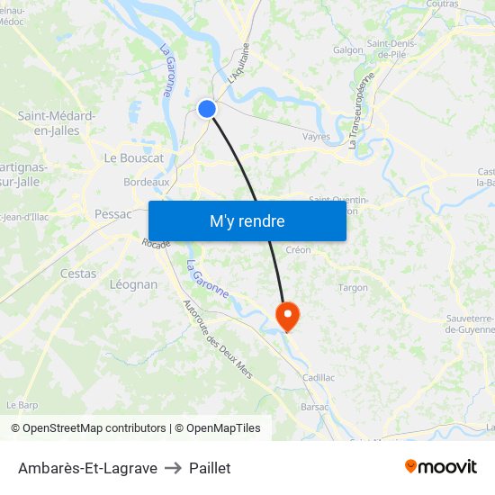 Ambarès-Et-Lagrave to Paillet map