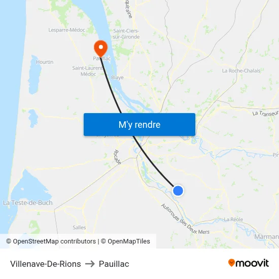 Villenave-De-Rions to Pauillac map