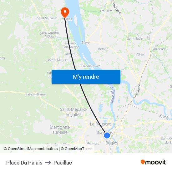 Place Du Palais to Pauillac map