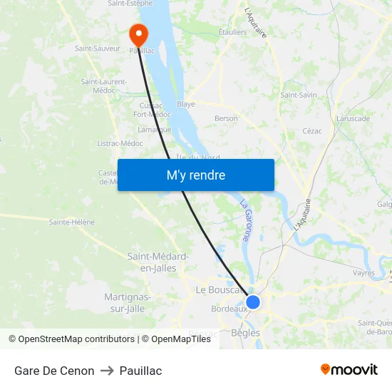 Gare De Cenon to Pauillac map