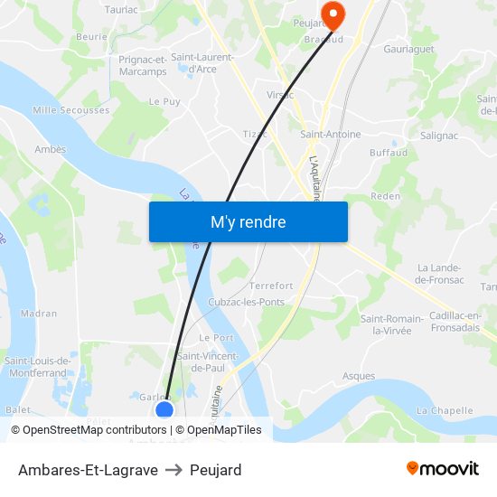 Ambares-Et-Lagrave to Peujard map